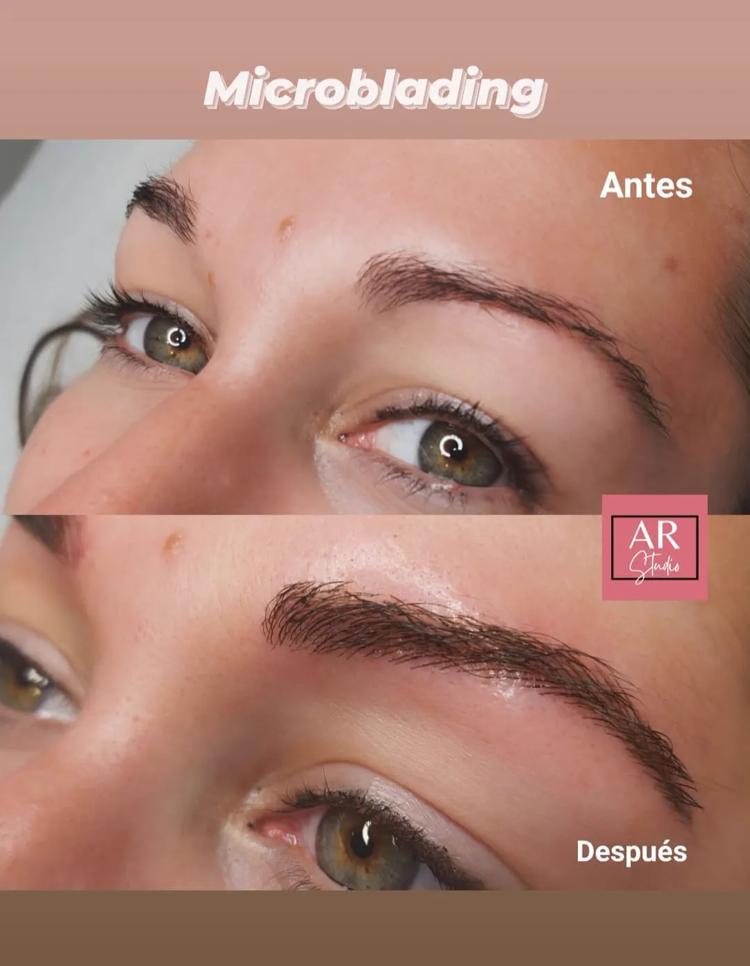 Comparativa antes y después de un microblading de cejas pelo a pelo