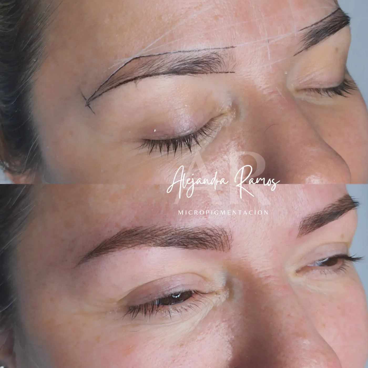 Comparativa de cejas antes y después de microblading pelo a pelo
