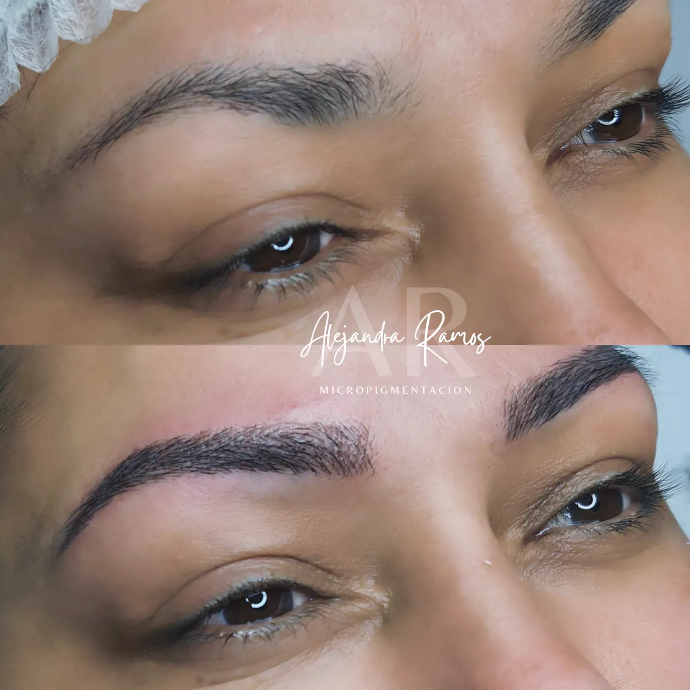 Resultado de microblading comparado con las cejas originales
