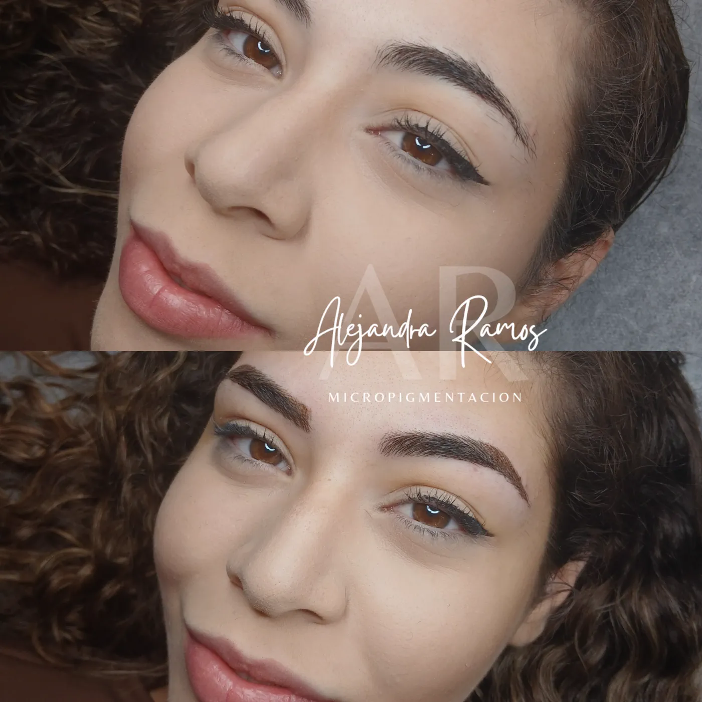 Resultado natural de microblading de cejas en una clienta joven
