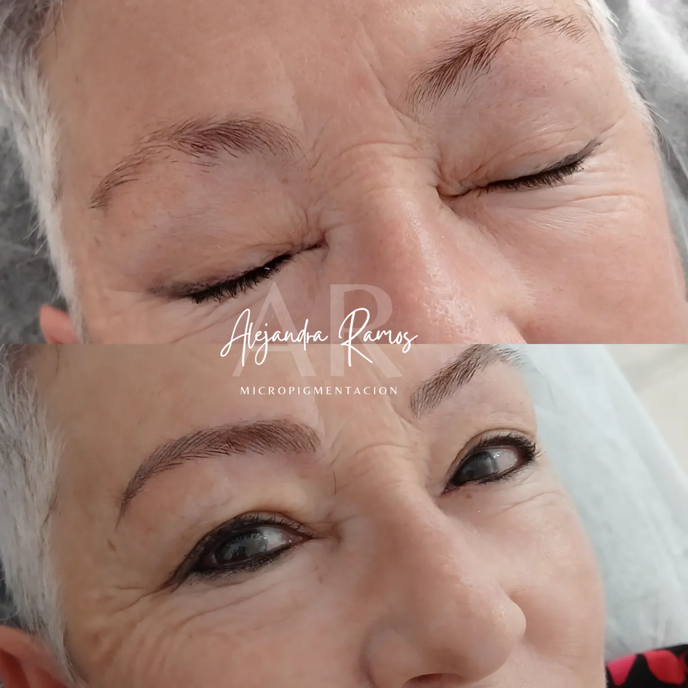 Antes y después de micropigmentación de cejas que recupera la forma perdida