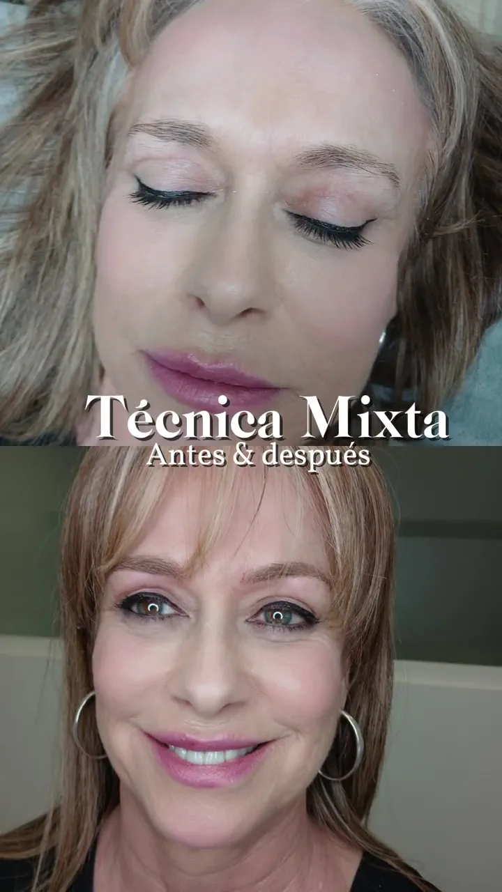 Vídeo del antes y después de unas cejas con técnica mixta